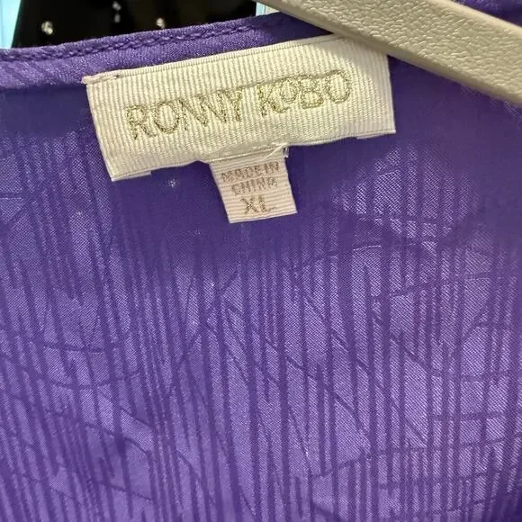 Ronny Kobo Purple Dress Size XL One Shoulder Satin Wedding Guest Party Vacation - Picture 9 of 9